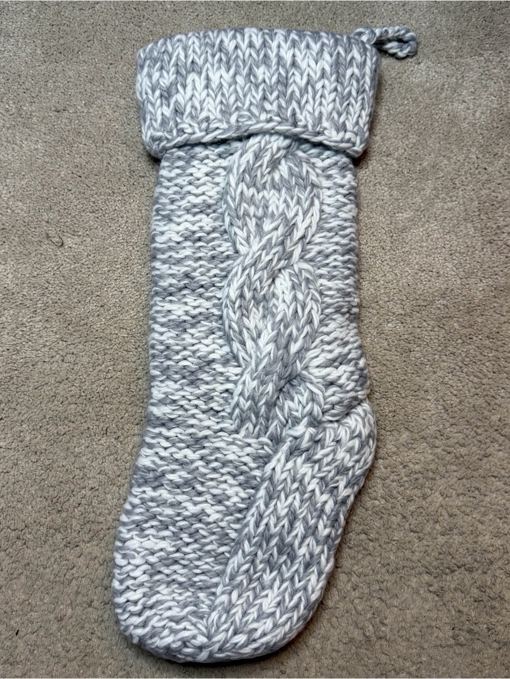Thirty One Whisper Grey Chunky Knit Stocking
